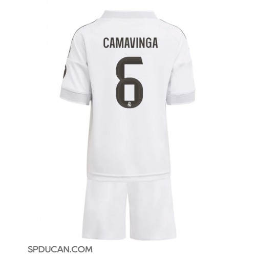 Dječji Nogometni Dres Real Madrid Eduardo Camavinga #6 Domaci 2025-26 Kratak Rukav (+ Kratke hlače)